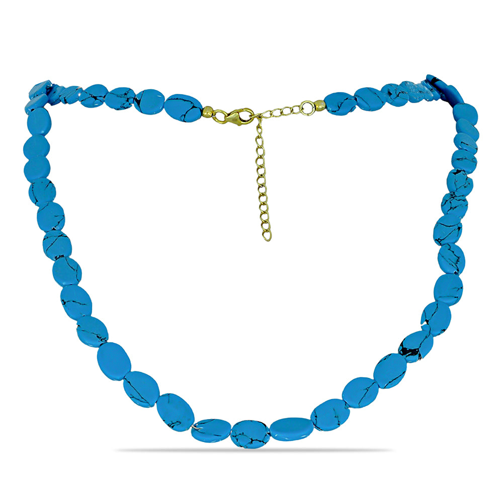 Pozlacené Stříbro 925/1000 - Náhrdelník s Tyrkysem Sleeping Beauty - Karátové číslo: 61.95. přibližná hmotnost: 13.41 gramů