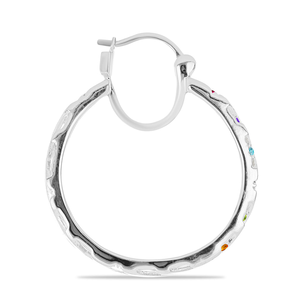 Stříbrné Náušnice s Marockým Ametystem a Čchang-pajským Peridotem 2 