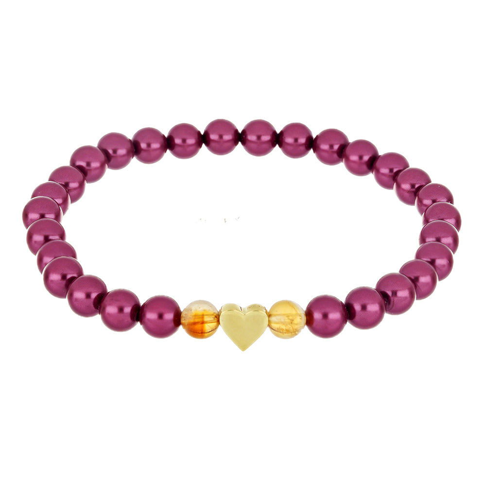 Pozlacené Stříbro 925/1000 - Sada s Fialová Sladkovodní Perlou a Uralským Citrínem - Karátové číslo: 187.86. přibližná hmotnost: 38.65 gramů ( Náramek )