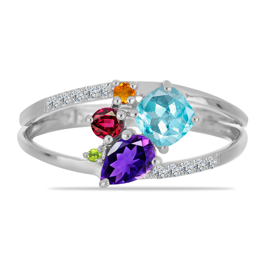 Stříbro 925/1000 - Prsten s Marockým Ametystem a se Zlatým Citrínem z Rio Grande do Sul - Karátové číslo: 1.34. přibližná hmotnost: 2.66 gramů 1 