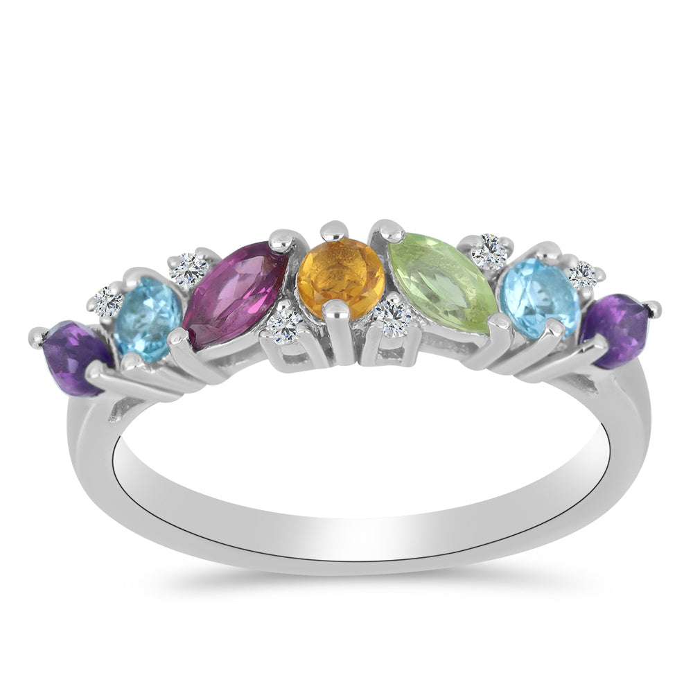 Stříbro 925/1000 Prsten s Marockým Ametystem a se Zlatým Citrínem z Rio Grande do Sul - Karátové číslo: 0.87. přibližná hmotnost: 2.65 gramů 1 