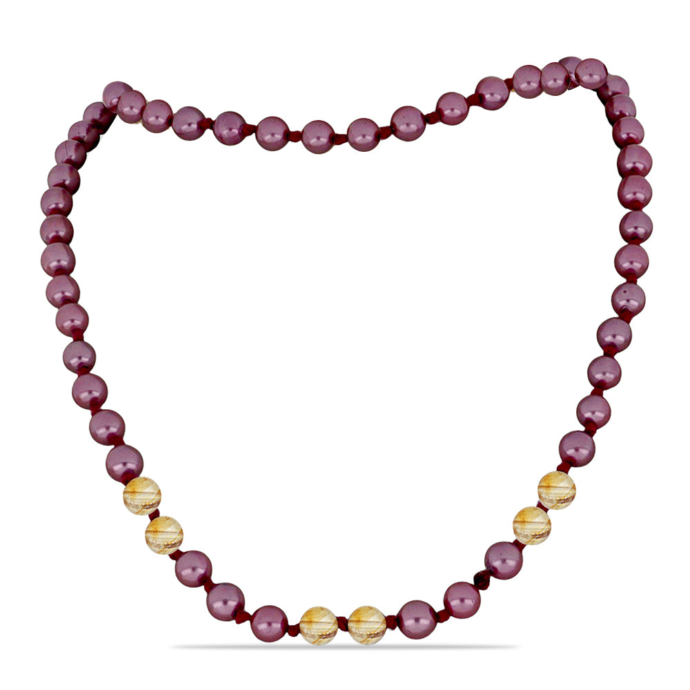 Nugetový Náhrdelník s Fialová Sladkovodní Perlou a Uralským Citrínem - Karátové číslo: 159.93. přibližná hmotnost: 31.99 gramů 1 