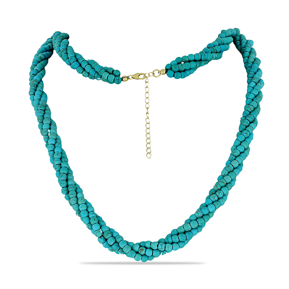 Pozlacené Stříbro 925/1000 - Náhrdelník s Tyrkysem Sleeping Beauty - Karátové číslo: 205. přibližná hmotnost: 42 gramů 1 