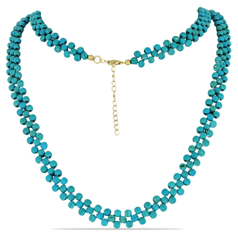 Pozlacené Stříbro 925/1000 - Náhrdelník s Tyrkysem Sleeping Beauty - Karátové číslo: 78.92. přibližná hmotnost: 16.78 gramů 1 