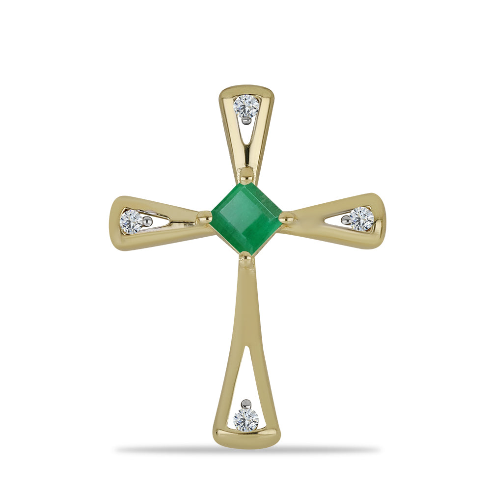 Pozlacené Stříbro 925/1000 - Přívěsek s Brazilským Smaragdem a Bílým Topazem - Karátové číslo: 0.63. přibližná hmotnost: 3.12 gramů