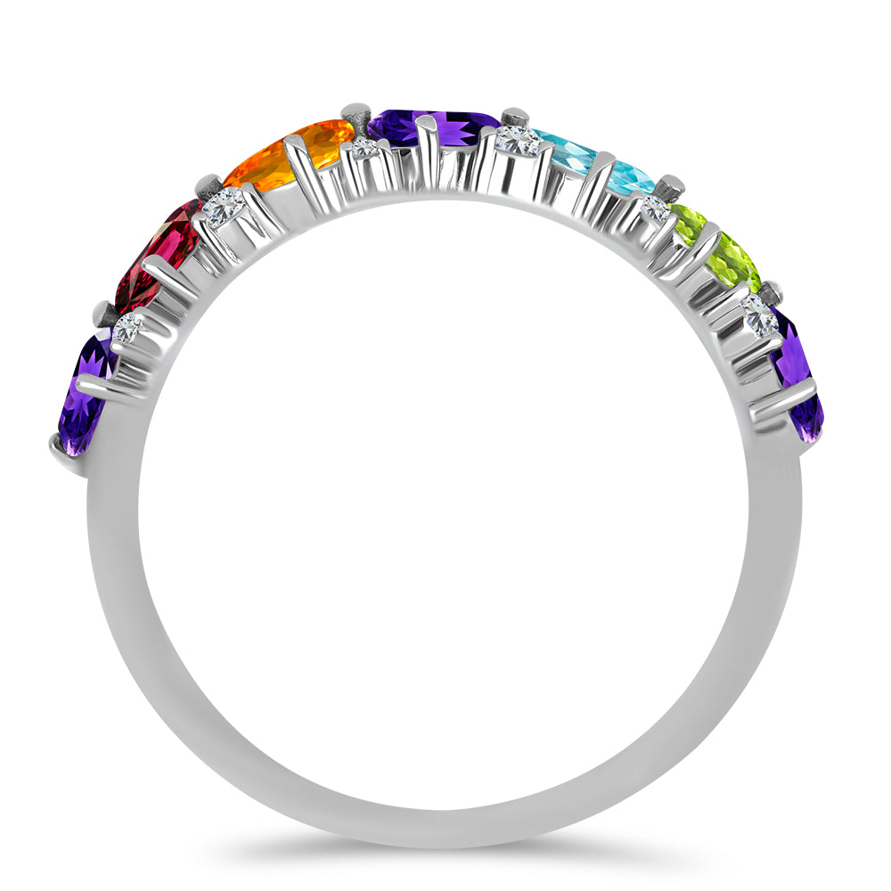 Stříbro 925/1000 - Prsten s Marockým Ametystem a Čchang-pajským Peridotem - Karátové číslo: 1.56. přibližná hmotnost: 2.06 gramů 3 