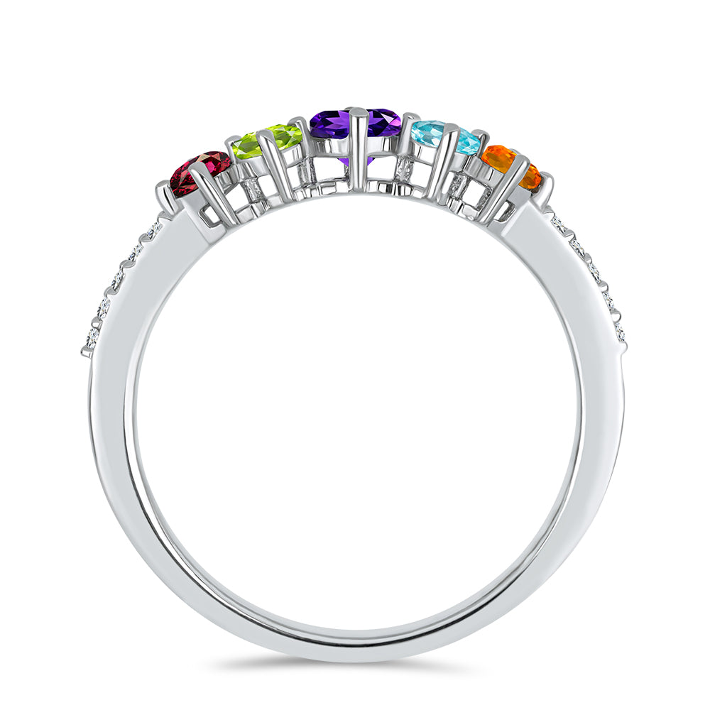 Stříbro 925/1000 - Prsten s Marockým Ametystem a Čchang-pajským Peridotem - Karátové číslo: 0.86. přibližná hmotnost: 2.39 gramů 3 