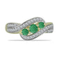 Pozlacený Stříbrný Prsten s Brazilským Smaragdem a Bílým Topazem