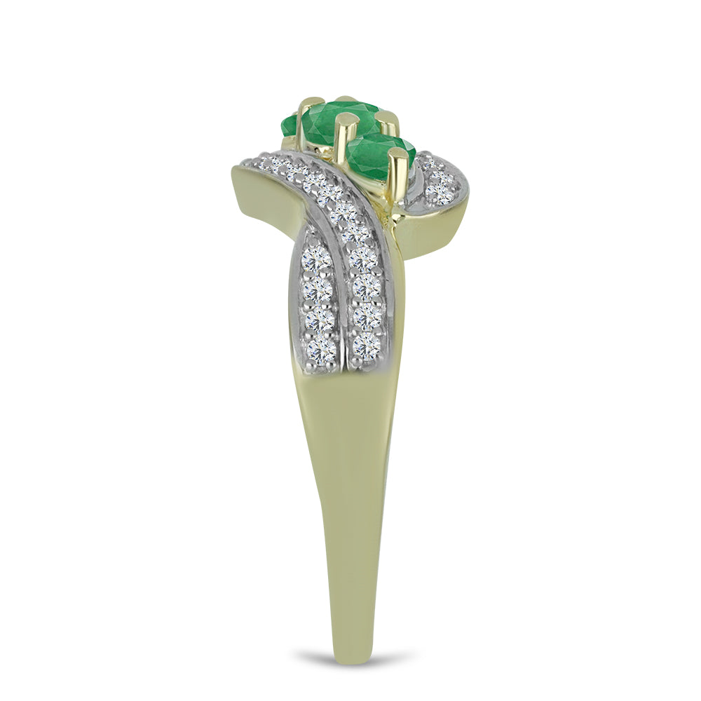 Pozlacený Stříbrný Prsten s Brazilským Smaragdem a Bílým Topazem