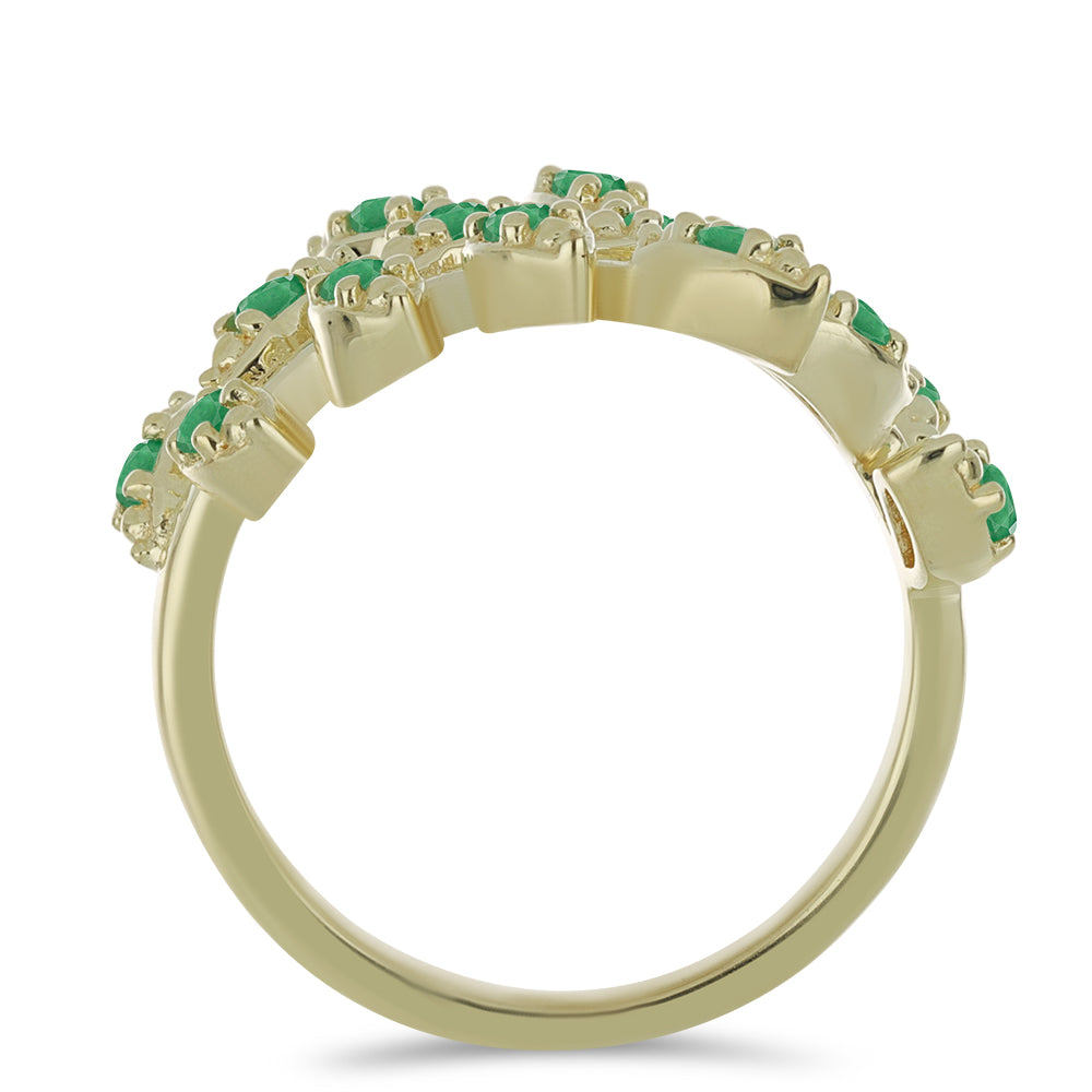 Pozlacené Stříbro 925/1000 - Prsten s Brazilským Smaragdem - Karátové číslo: 0.61. přibližná hmotnost: 4.59 gramů 2 