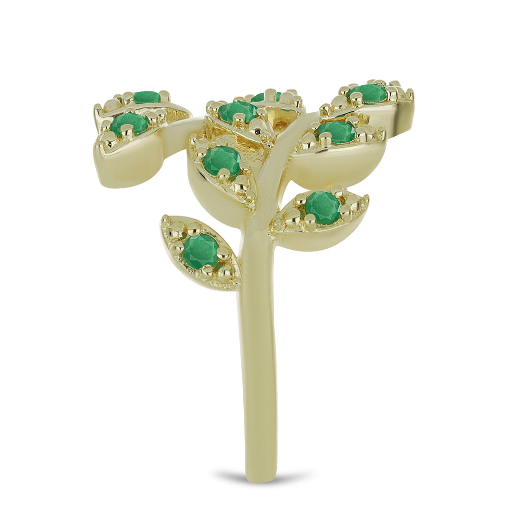 Pozlacené Stříbro 925/1000 - Prsten s Brazilským Smaragdem - Karátové číslo: 0.61. přibližná hmotnost: 4.59 gramů 4 