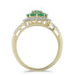 Pozlacené Stříbro 925/1000 - Prsten s Brazilským Smaragdem a Bílým Topazem - Karátové číslo: 1.27. přibližná hmotnost: 3.75 gramů