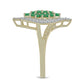 Pozlacené Stříbro 925/1000 - Prsten s Brazilským Smaragdem a Bílým Topazem - Karátové číslo: 1.27. přibližná hmotnost: 3.75 gramů