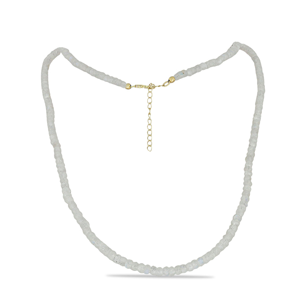 Pozlacené Stříbro 925/1000 - Náhrdelník s Duhovým Měsíčním Kamenem - Karátové číslo: 78. přibližná hmotnost: 16.6 gramů 1 