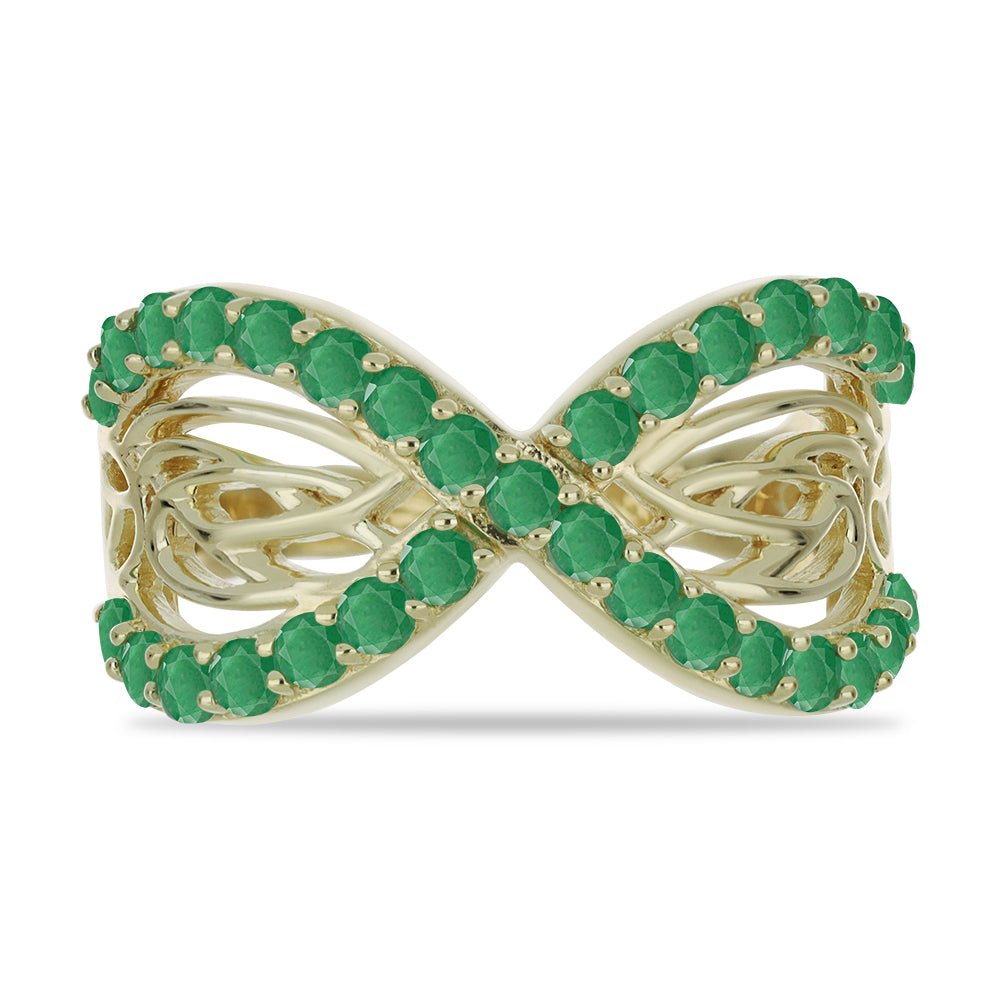 Pozlacené Stříbro 925/1000 - Prsten s Brazilským Smaragdem - Karátové číslo: 1.36. přibližná hmotnost: 4.49 gramů 1 