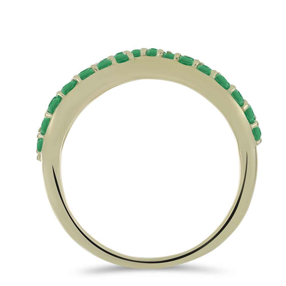 Pozlacené Stříbro 925/1000 - Prsten s Brazilským Smaragdem - Karátové číslo: 1.36. přibližná hmotnost: 4.49 gramů 2 