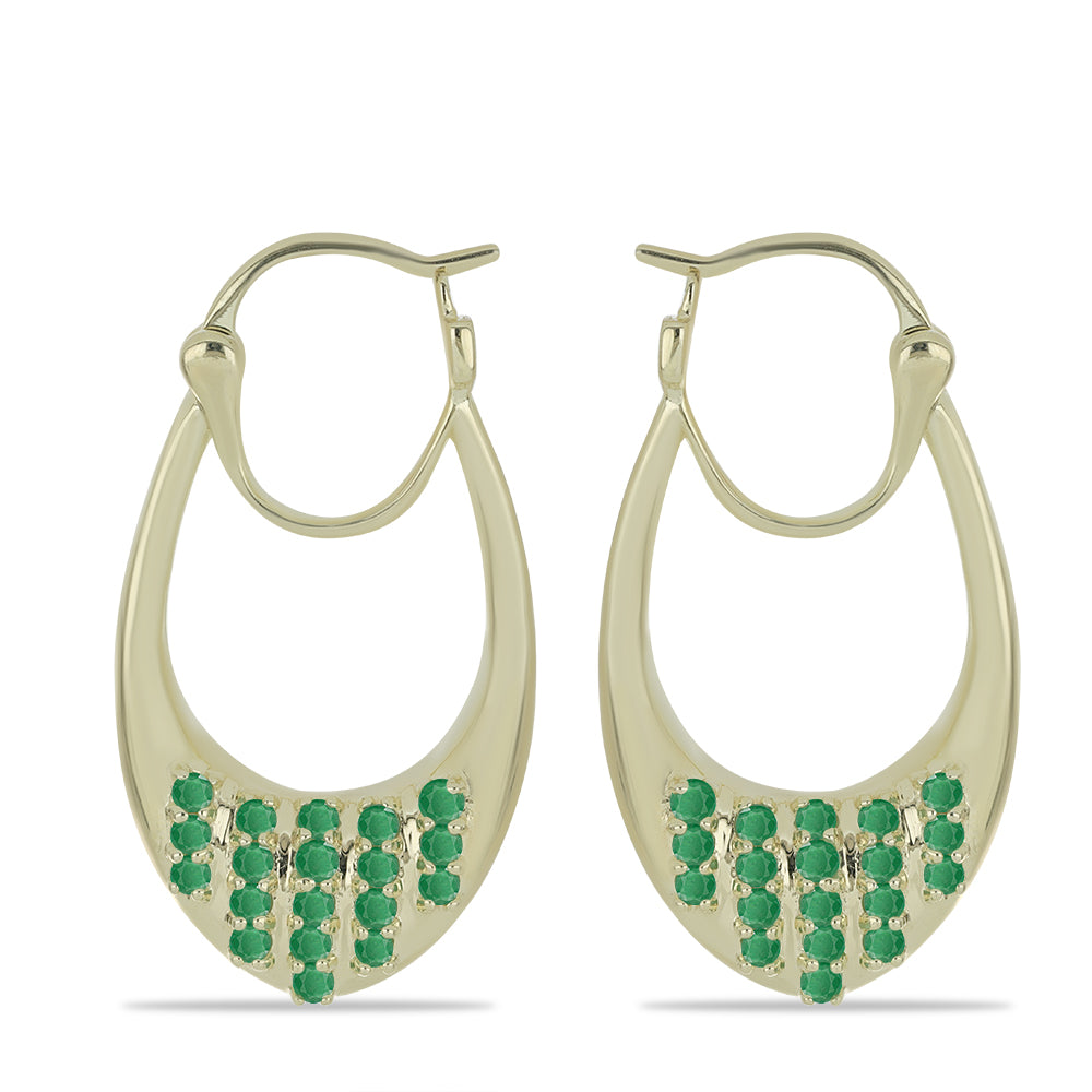 Pozlacené Stříbrné Náušnice s Brazilským Smaragdem 1 