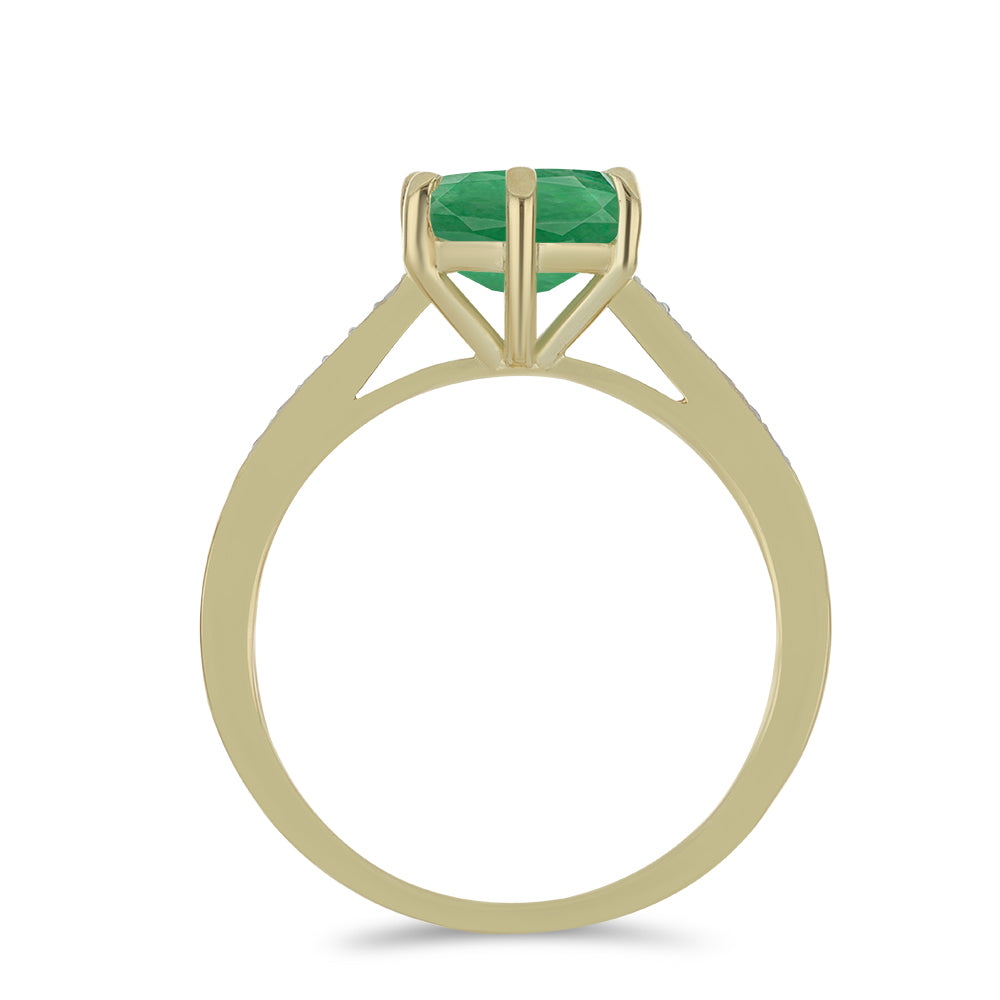 Pozlacené Stříbro 925/1000 - Prsten s Brazilským Smaragdem a Bílým Topazem - Karátové číslo: 2.12. přibližná hmotnost: 3.05 gramů 2 