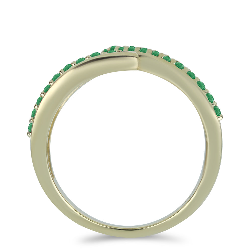 Pozlacené Stříbro 925/1000 - Prsten s Brazilským Smaragdem - Karátové číslo: 0.74. přibližná hmotnost: 4.62 gramů