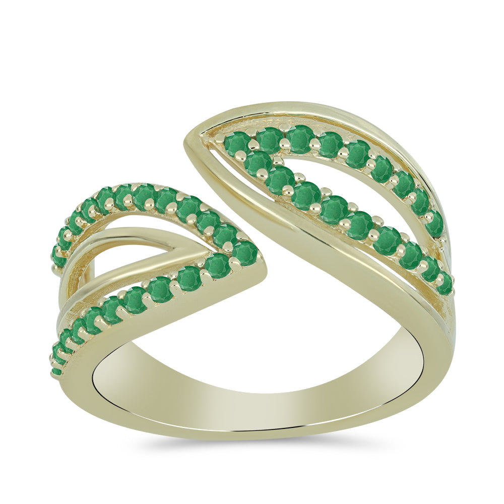 Pozlacené Stříbro 925/1000 - Prsten s Brazilským Smaragdem - Karátové číslo: 0.74. přibližná hmotnost: 4.62 gramů 3 