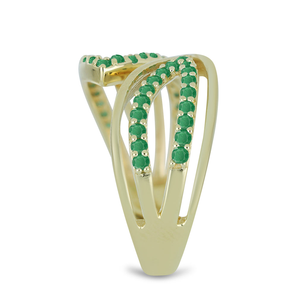 Pozlacené Stříbro 925/1000 - Prsten s Brazilským Smaragdem - Karátové číslo: 0.74. přibližná hmotnost: 4.62 gramů 4 