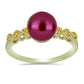 Pozlacené Stříbro 925/1000 - Prsten s Fialová Sladkovodní Perlou a Uralským Citrínem - Karátové číslo: 4.48. přibližná hmotnost: 3.48 gramů