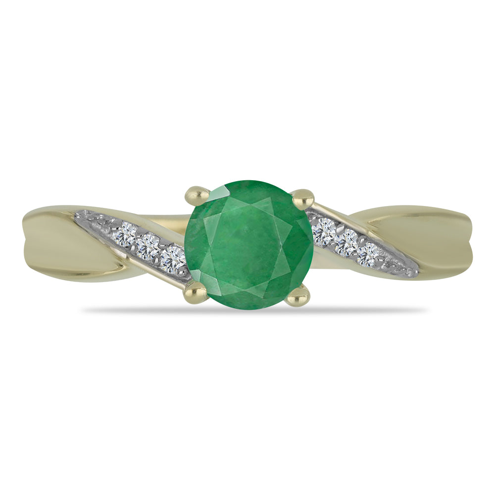 Pozlacený Stříbrný Prsten s Brazilským Smaragdem a Bílým Topazem