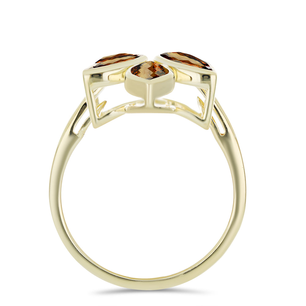 Pozlacený Stříbrný Prsten s Koňakovým Křemenem 2 
