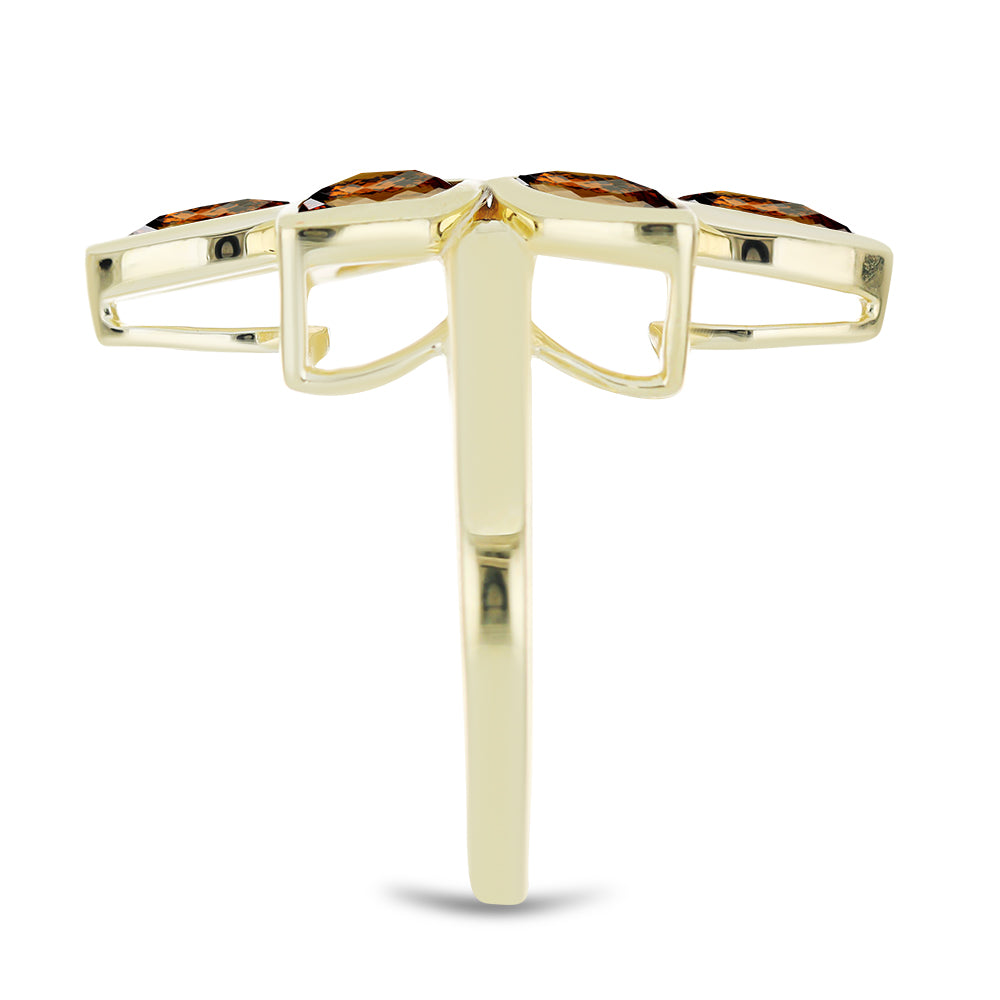 Pozlacený Stříbrný Prsten s Koňakovým Křemenem