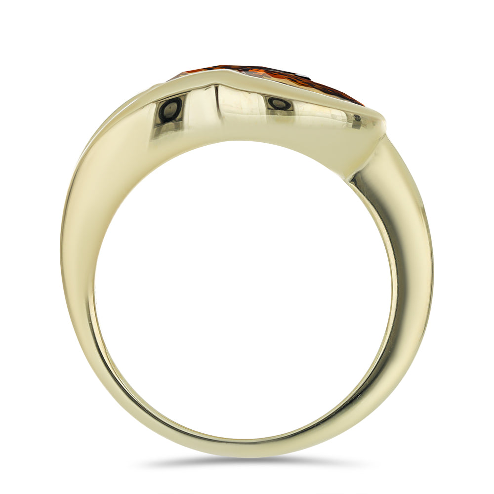 Pozlacené Stříbro 925/1000 - Prsten s Koňakovým Křemenem - Karátové číslo: 3.72. přibližná hmotnost: 6.2 gramů 2 