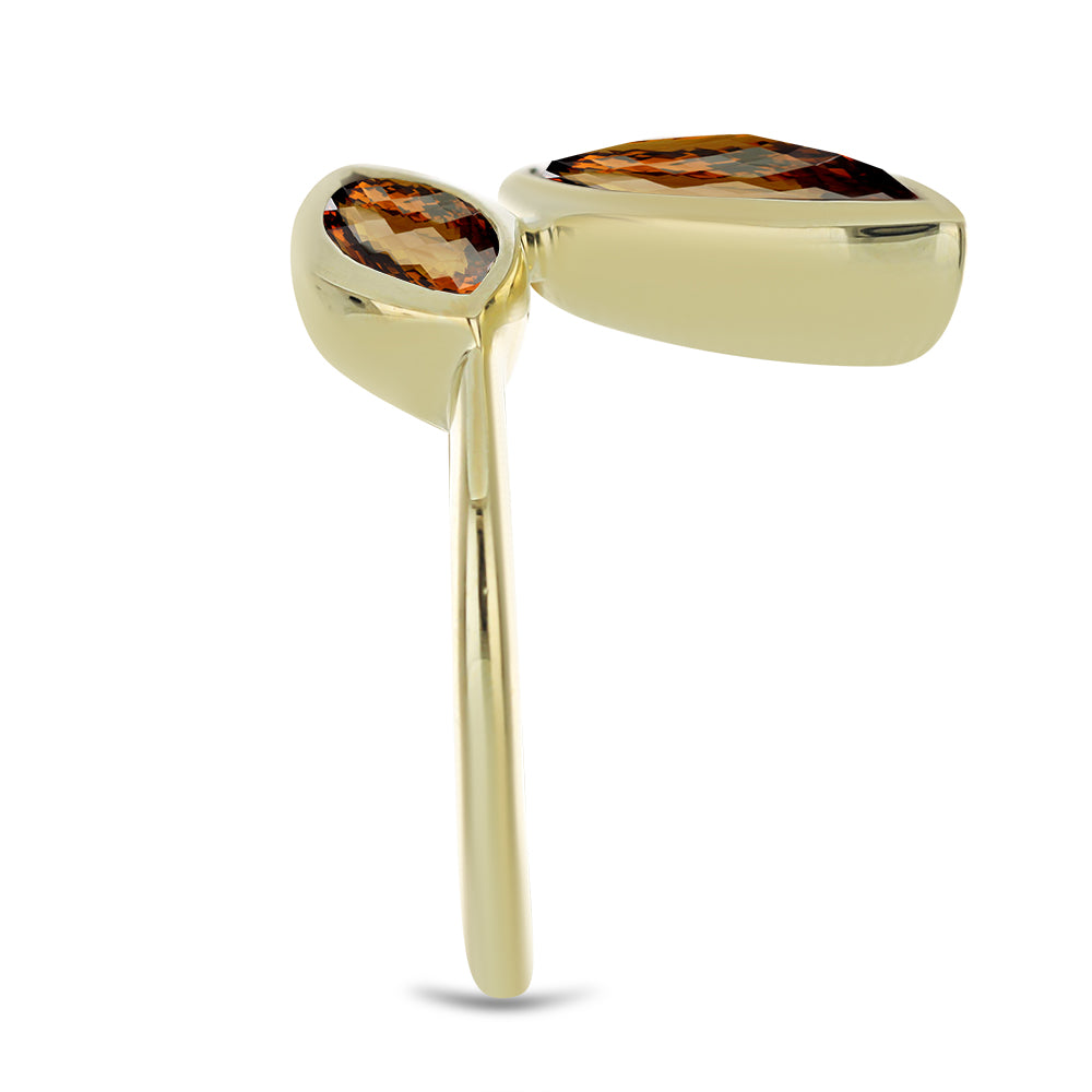 Pozlacené Stříbro 925/1000 - Prsten s Koňakovým Křemenem - Karátové číslo: 3.72. přibližná hmotnost: 6.2 gramů 4 
