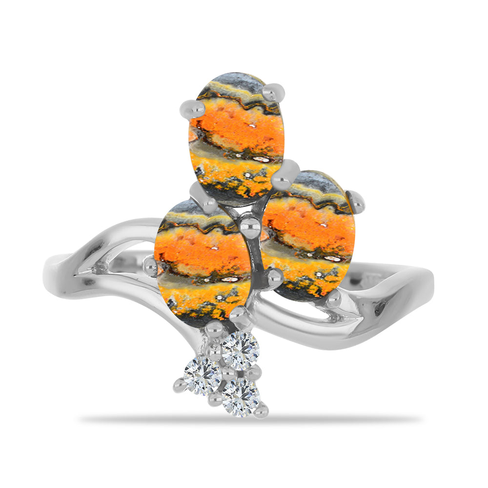 Stříbrný Prsten s Bumble Bee Jaspisem a Bílým Topazem 1 