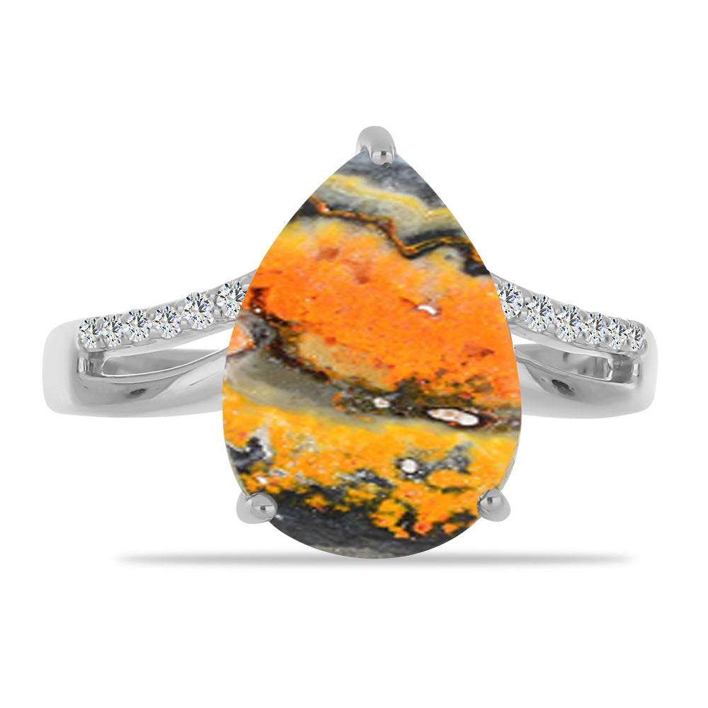 Stříbrný Prsten s Bumble Bee Jaspisem a Bílým Topazem 1 