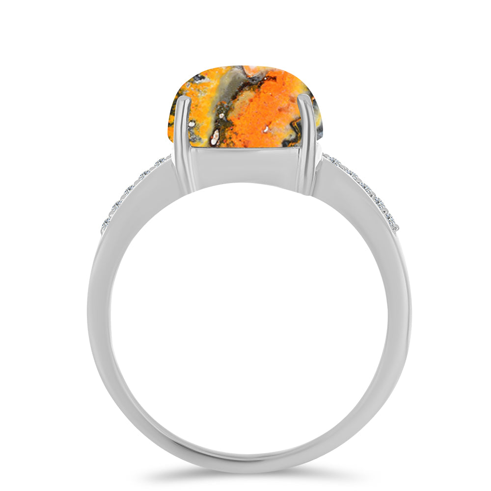 Stříbrný Prsten s Bumble Bee Jaspisem a Bílým Topazem