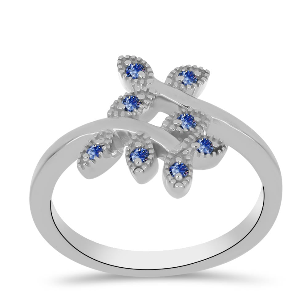 Stříbro 925/1000 - Prsten s Certifikovaný Královským modrým moissanitem pěstovaný v laboratoři - Karátové číslo: 0.11. přibližná hmotnost: 2.87 gramů