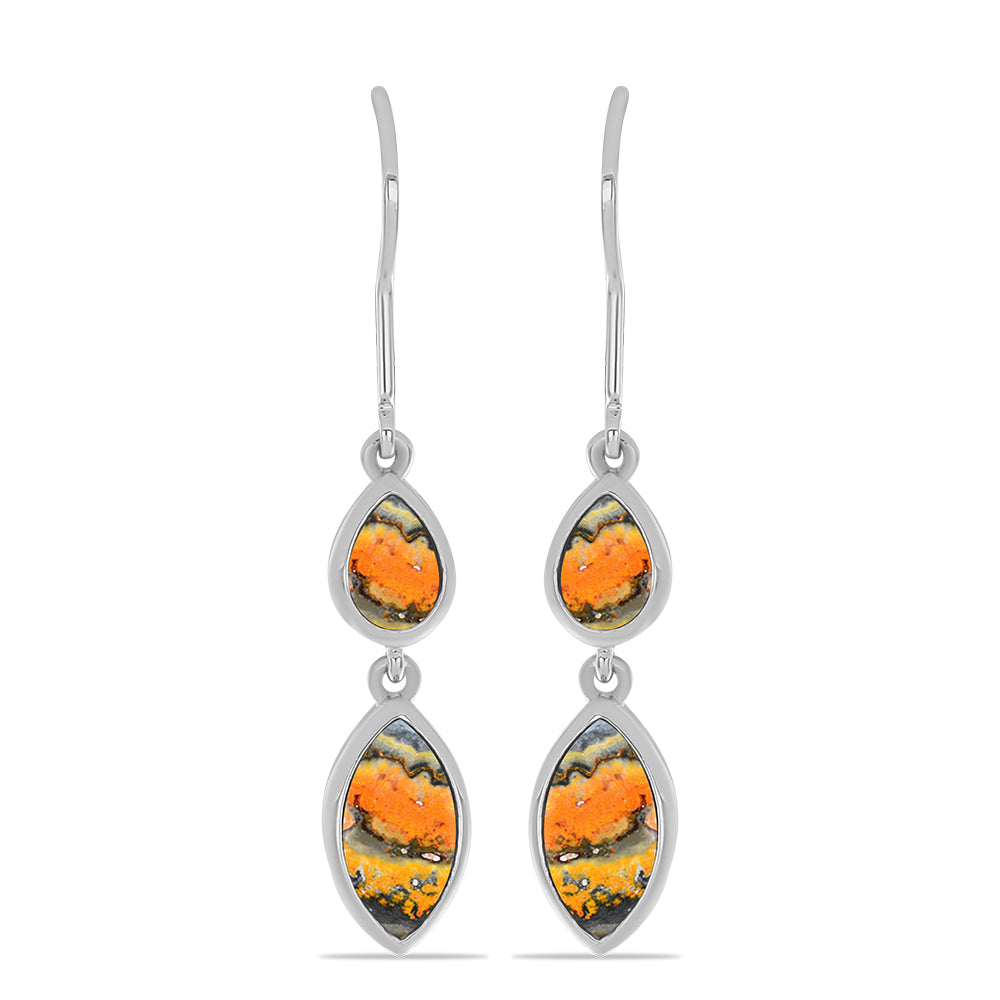 Stříbro 925/1000 - Náušnice s Bumble Bee Jaspisem - Karátové číslo: 2.92. přibližná hmotnost: 3.97 gramů 1 