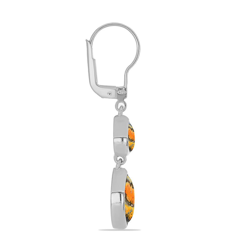 Stříbro 925/1000 - Náušnice s Bumble Bee Jaspisem - Karátové číslo: 2.92. přibližná hmotnost: 3.97 gramů