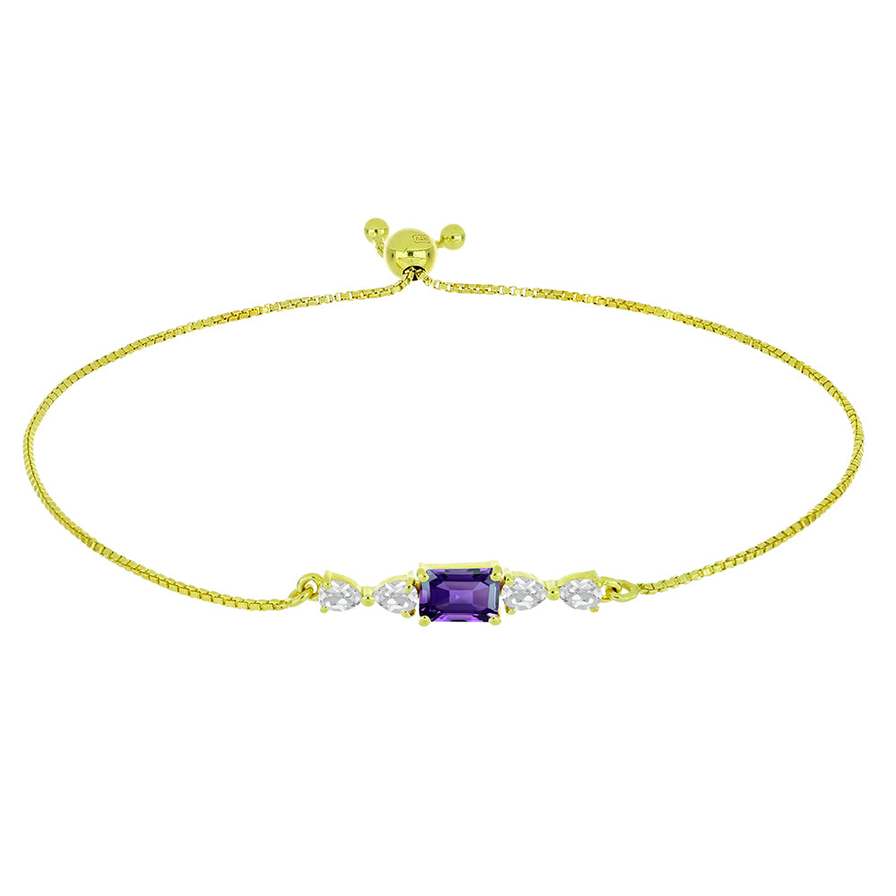 Pozlacené stříbro 925/1000 Náramek s Marockým Ametystem a Bílým Topazem - Karátové číslo: 1.77. přibližná hmotnost: 3.18 gramů 1 