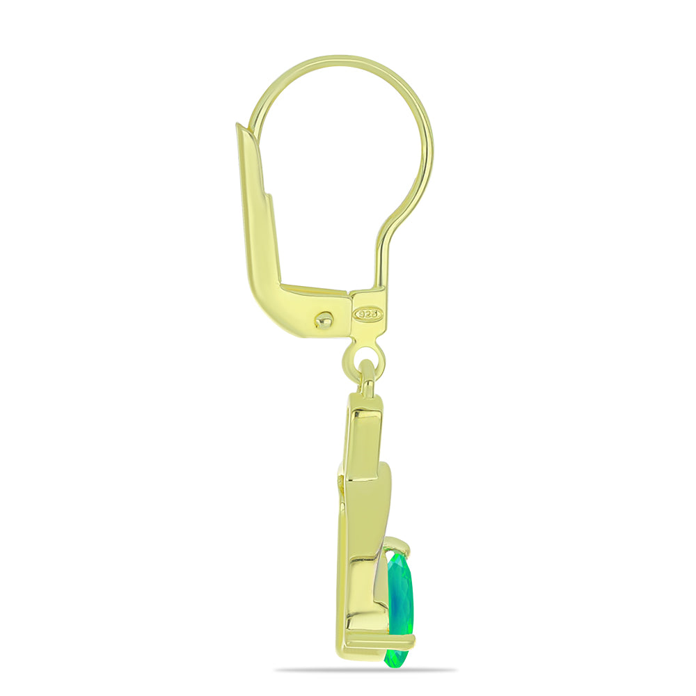 Pozlacené Stříbrné Náušnice se Zeleným Etiopským Opálem z Lega Dembi a Bílým Topazem 2 