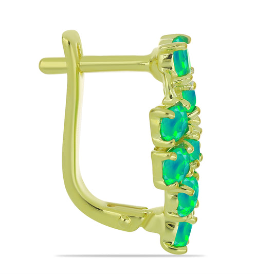 Pozlacené Stříbrné Náušnice se Zeleným Etiopským Opálem z Lega Dembi