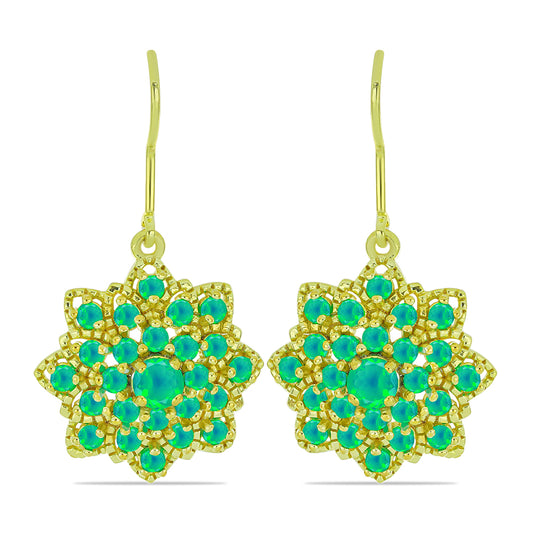 Pozlacené Stříbrné Náušnice se Zeleným Etiopským Opálem z Lega Dembi