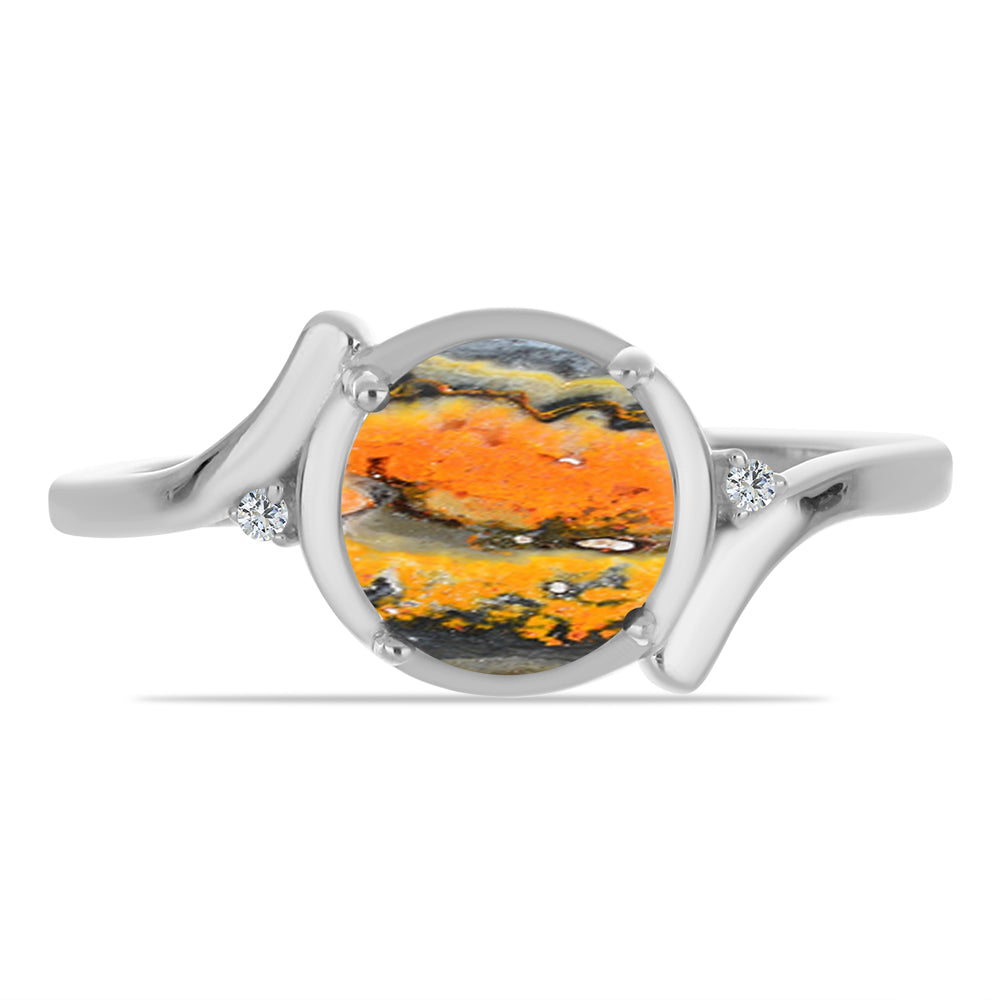 Stříbrný Prsten s Bumble Bee Jaspisem a Bílým Topazem 1 