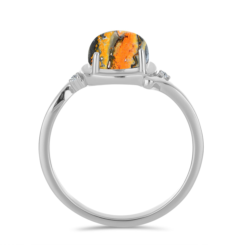 Stříbrný Prsten s Bumble Bee Jaspisem a Bílým Topazem