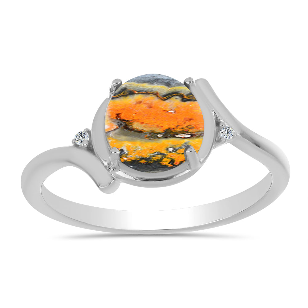 Stříbrný Prsten s Bumble Bee Jaspisem a Bílým Topazem