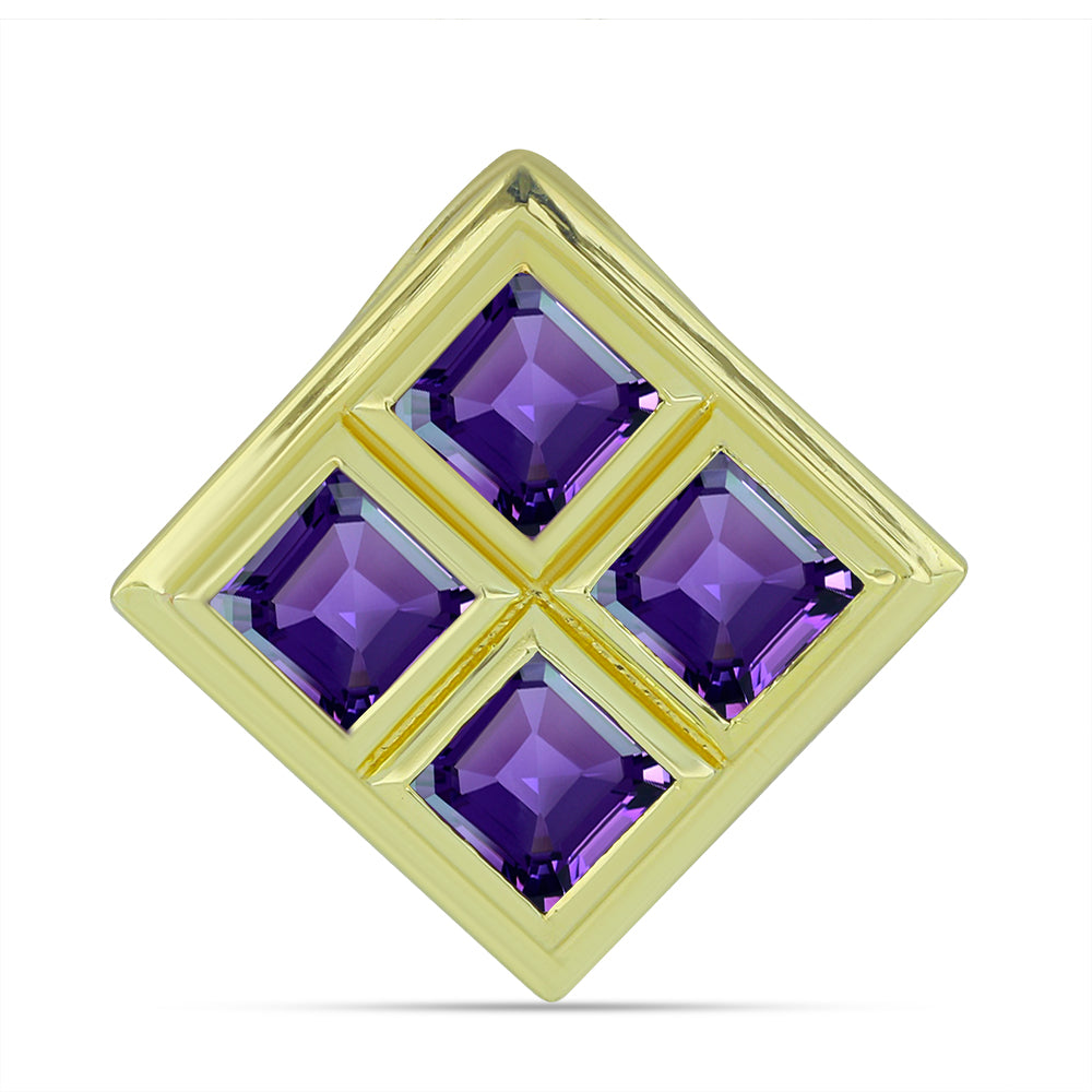 Pozlacené Stříbro 925/1000 - Přívěsek s Marockým Ametystem - Karátové číslo: 2.41. přibližná hmotnost: 3 gramů