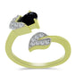 Pozlacený Stříbrný Prsten s Černým spinelem a Bílým Topazem