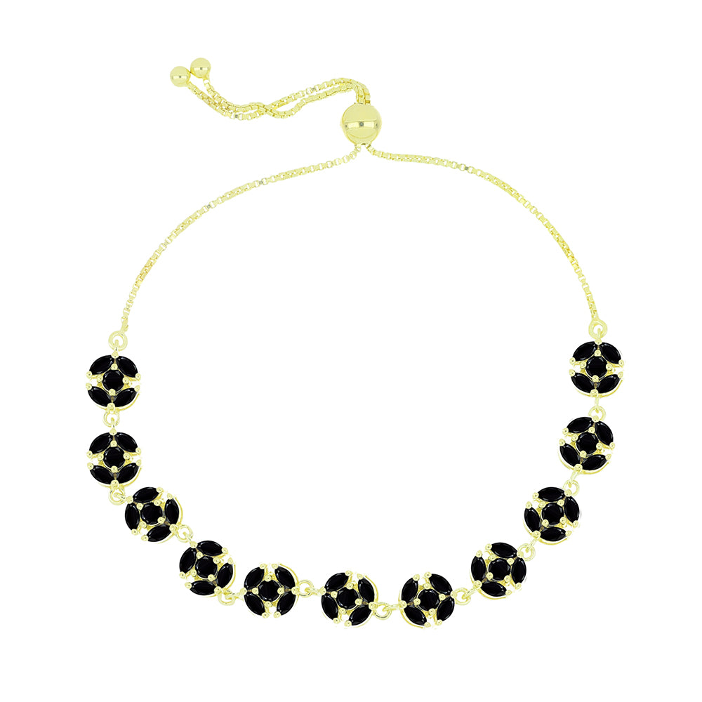 Pozlacený Stříbrný Náramek s Černým spinelem