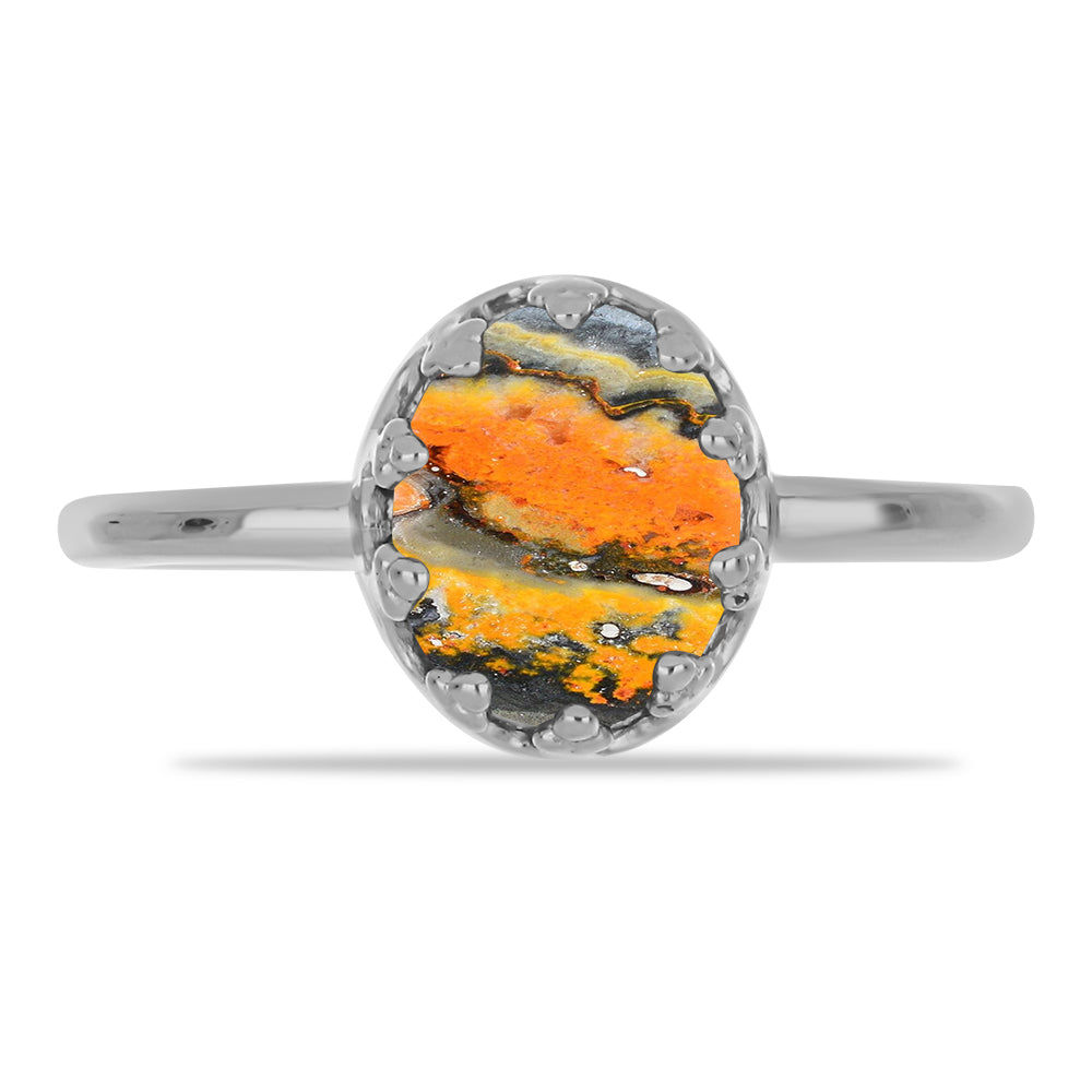 Stříbro 925/1000 Prsten s Bumble Bee Jaspisem - Karátové číslo: 2.49. přibližná hmotnost: 3.04 gramů 1 