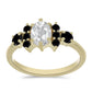 Pozlacené Stříbro 925/1000 - Prsten s Černým spinelem a Bílým Topazem - Karátové číslo: 1.42. přibližná hmotnost: 2.36 gramů