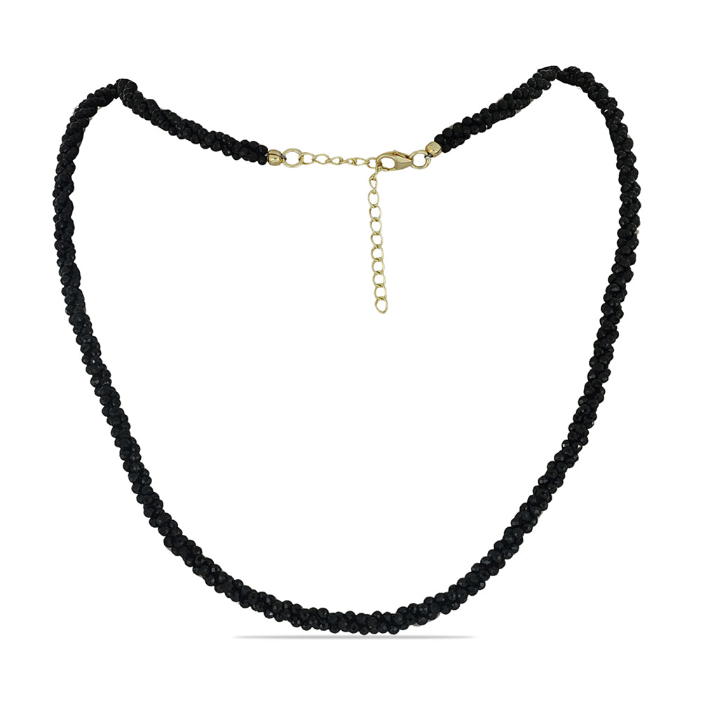 Pozlacené Stříbro 925/1000 - Náhrdelník s Černým spinelem - Karátové číslo: 72.75. přibližná hmotnost: 15.55 gramů 1 